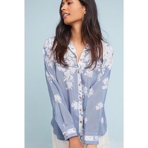 Anthro Maeve silk Rosalee Floral Botton down 6  C1